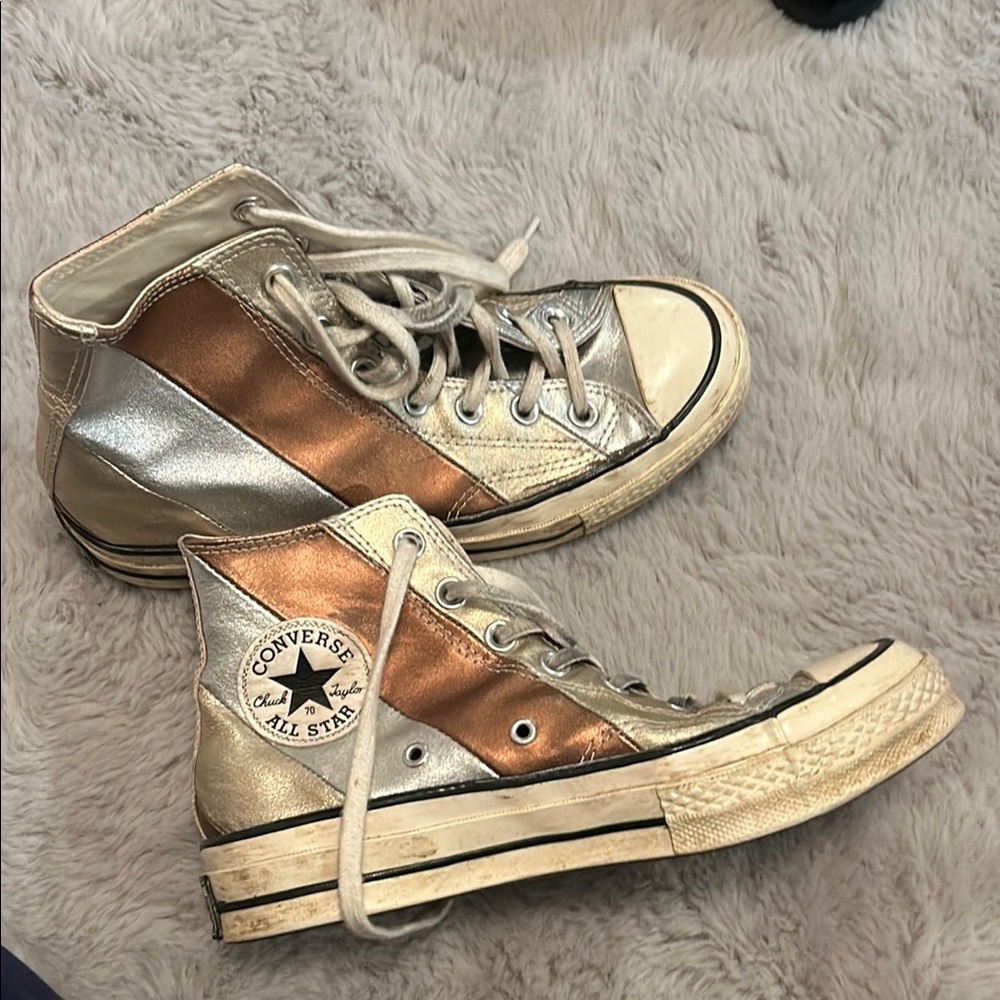Converse High-Top Sneakers in Silver and Bronze